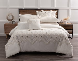 QE Home Charity Duvet Cover, Cotton, Geometric, Beige, Super King