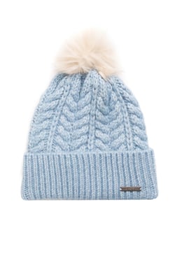 Weird Fish Allerton Cable Knit Bobble Hat Lake Blue Size ONE