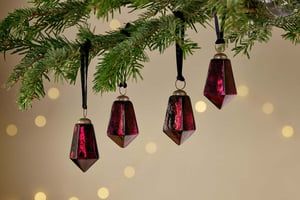 nkuku Ratnam Baubles Set Of 4 | Christmas Decorations | Ruby