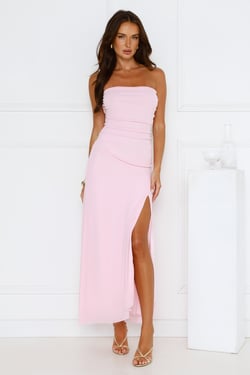Berry Seduction Strapless Maxi Dress Pink