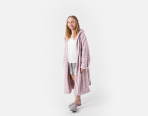 QE Home Mini Bubble Hooded Bathrobe in Pink Dawn, Textured, Small
