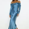 Classy Time Satin Maxi Dress Blue