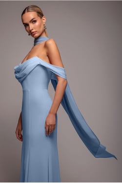 Goddiva Chiffon Scarf - Dusky Blue