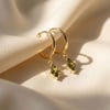 Peridot August Birthstone Delicate Dangle Hoops