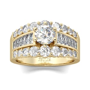 Jeulia Gold Tone Round Cut Sterling Silver Ring