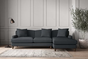 nkuku Deni Large Right Hand Chaise Sofa | Make To Order | Recycled Cotton Mercury | No Colour