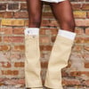 AKIRA Azalea Wang Double Fly Beige Chunky Boot | Size 11