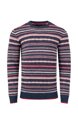 Weird Fish Fastolf Fair Isle Crew Neck Jumper Navy Size M