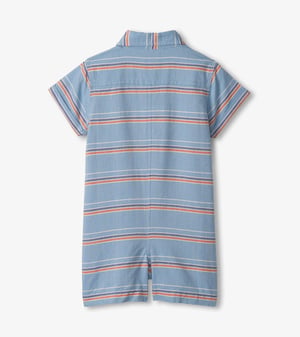Baby & Toddler Boys Striped Blue Woven Romper