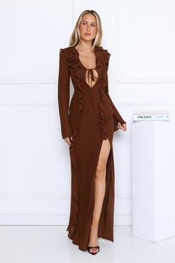 Twinkle Rose Maxi Dress Brown