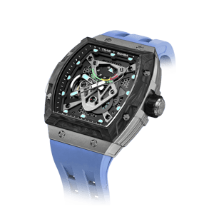 TSAR BOMBA Men's Automatic Mechanical Watch | Blue | 46mm | The Neutron TB8216 | Carbon Fiber Bezel | Titanium Case