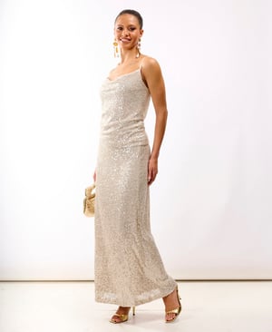 Cream Sequin Midaxi Skirt - 20