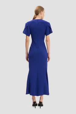 Victoria Beckham Eve Midi Dress In Bright Indigo - 16 - Womens