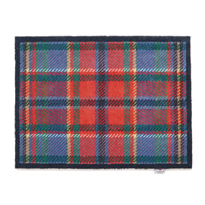 Tartan Red/Blue Washable Doormat - 65x85cm