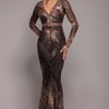 Goddiva Starburst Sequin Maxi Dress - Rosegold