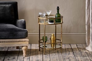nkuku Nakuru Iron & Glass Drinks Table | Tables | One Size | Brass