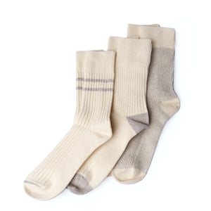 Rototo Recycle Cotton / Wool Daily 3 Pack Socks Off White / Gray
