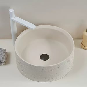 15.9" Stone Resin Janpadi Round Vessel Sink Modern Art Sink