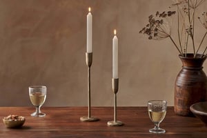 nkuku Rustic Soy Blend Dinner Candle Set Of 2 | Candles & Home Fragrance | White