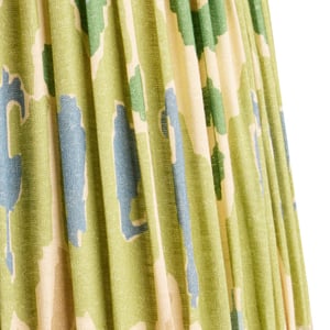 25cm empire shade in green blue Bokhara gathered linen by GP & J Baker