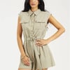 Brave Soul Cora Button Playsuit - Khaki - L