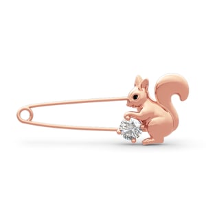 Jeulia "Lovely Squirrel" Round Cut Sterling Silver Brooch