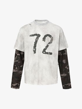 Camouflage Faux Two-piece Jersey Long Sleeve T-shirt - 2380 - Grey / XL