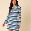 Green And Blue Striped Chevron Mini Dress