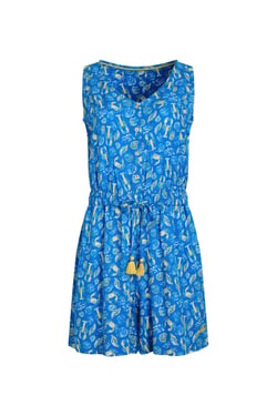 Weird Fish Taka Printed Viscose Playsuit Adriatic Blue Size 20