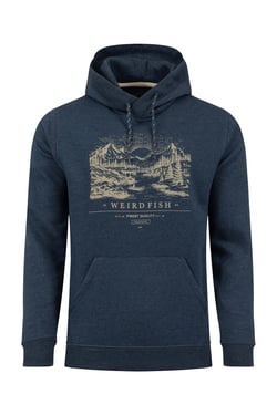 Weird Fish Bryant Front Print Graphic Popover Hoodie Navy Size M