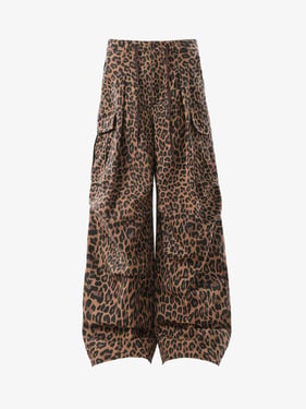 Retro Leopard Print Pleated Pocket Casual Pants - Leopard / 2XL