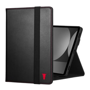 Samsung Galaxy Tab S9 Leather Case - Black with Red Detail
