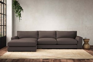 nkuku Guddu Large Left Hand Chaise Sofa | Make To Order | Recycled Cotton Mocha | No Colour