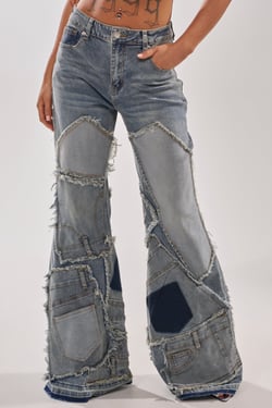 AKIRA All Over Me Denim Patchwork Jeans | Size 1X