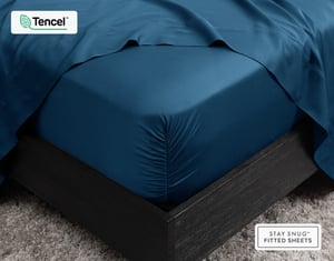 QE Home 350TC BeechBliss TENCEL™ Modal Fitted Sheet in Seaport, Blue, Queen