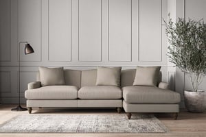 nkuku Deni Large Right Hand Chaise Sofa | Make To Order | Recycled Cotton Flax | No Colour