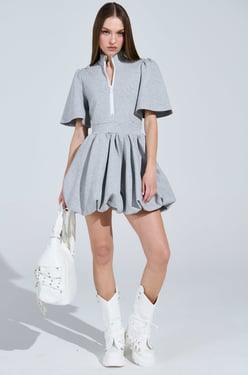 AKIRA Name Of The Game Short Sleeve Zippered Mini Dress | Size Small