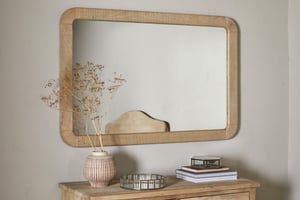 nkuku Vivan Rectangular Grooved Wood Mirror | Mirrors | One Size | Natural
