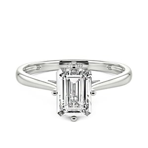 Jeulia Emerald Cut Solitaire Sterling Silver Engagement Ring