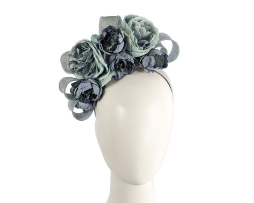 Exclusive blue flower headband by Cupids Millinery