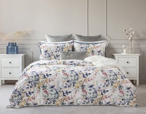 QE Home Whim Duvet Cover, Bamboo Cotton, Botanical, White, King