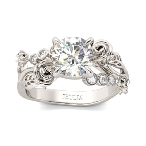 Jeulia Rose Design Round Cut Sterling Silver Ring
