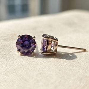Amethyst Moissanite Crystal Sterling Silver Earrings