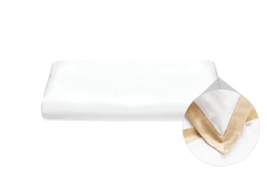 Brilliant White & Champagne Pure Silk Oxford Duvet Cover - UK Emperor
