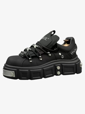 Punk Style Rivet Derby Shoes - Black / 43