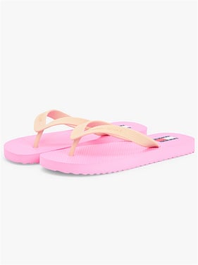 Tommy Jeans Fine Cleat Embossed Logo Flip Flops - Synthetic Pink / White Clay - 8