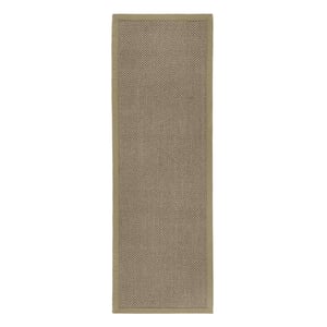 Sisal Green with Sage Green Border Runner - 67x200cm