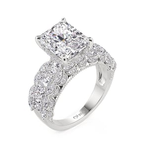 Jeulia Vintage Cluster Radiant Cut Engagement Ring