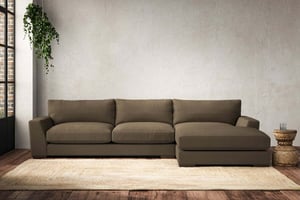 nkuku Guddu Large Right Hand Chaise Sofa | Make To Order | Brera Linen Chesnut | No Colour