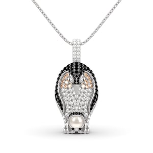 Jeulia Father/Mother & Baby Penguin  Sterling Silver Necklace